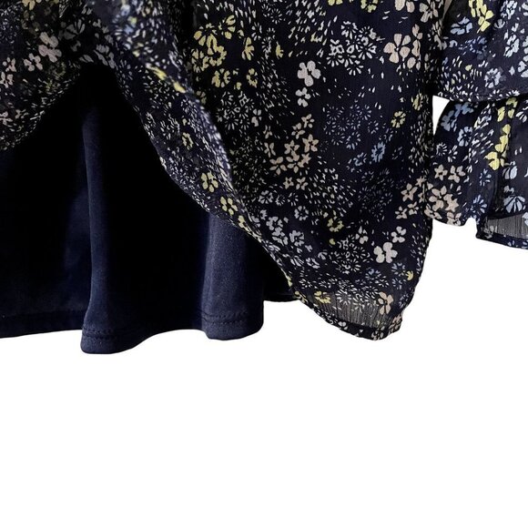 Coco Blanco frilled sheer lined lightweight floral long sleeved blouse - Picture 5 of 6